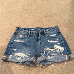 American Eagle Outfitters Women's Ripped Blue Jean Shorts